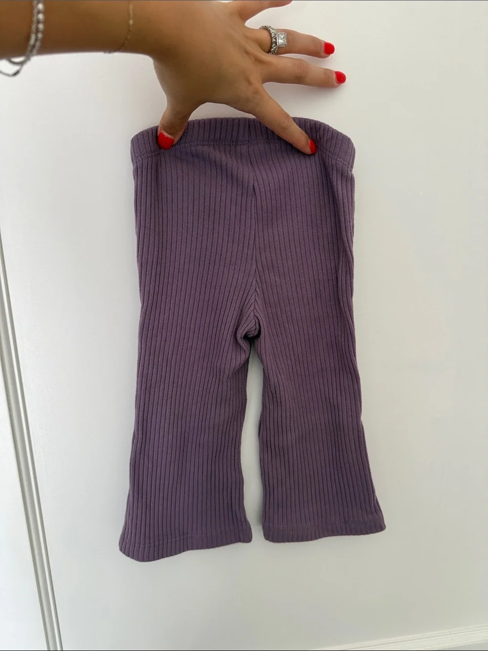 Cat & Jack Purple Ribbed Long Sleeve Top & Flair Pant Set 18M